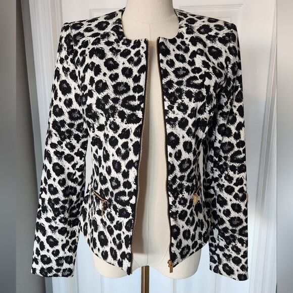 NWOTโCalvin Klein Black & white Leopard Print Jacket - Picture 2 of 9